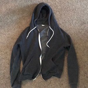 American Apparel zip up hoodie sweatshirt grey